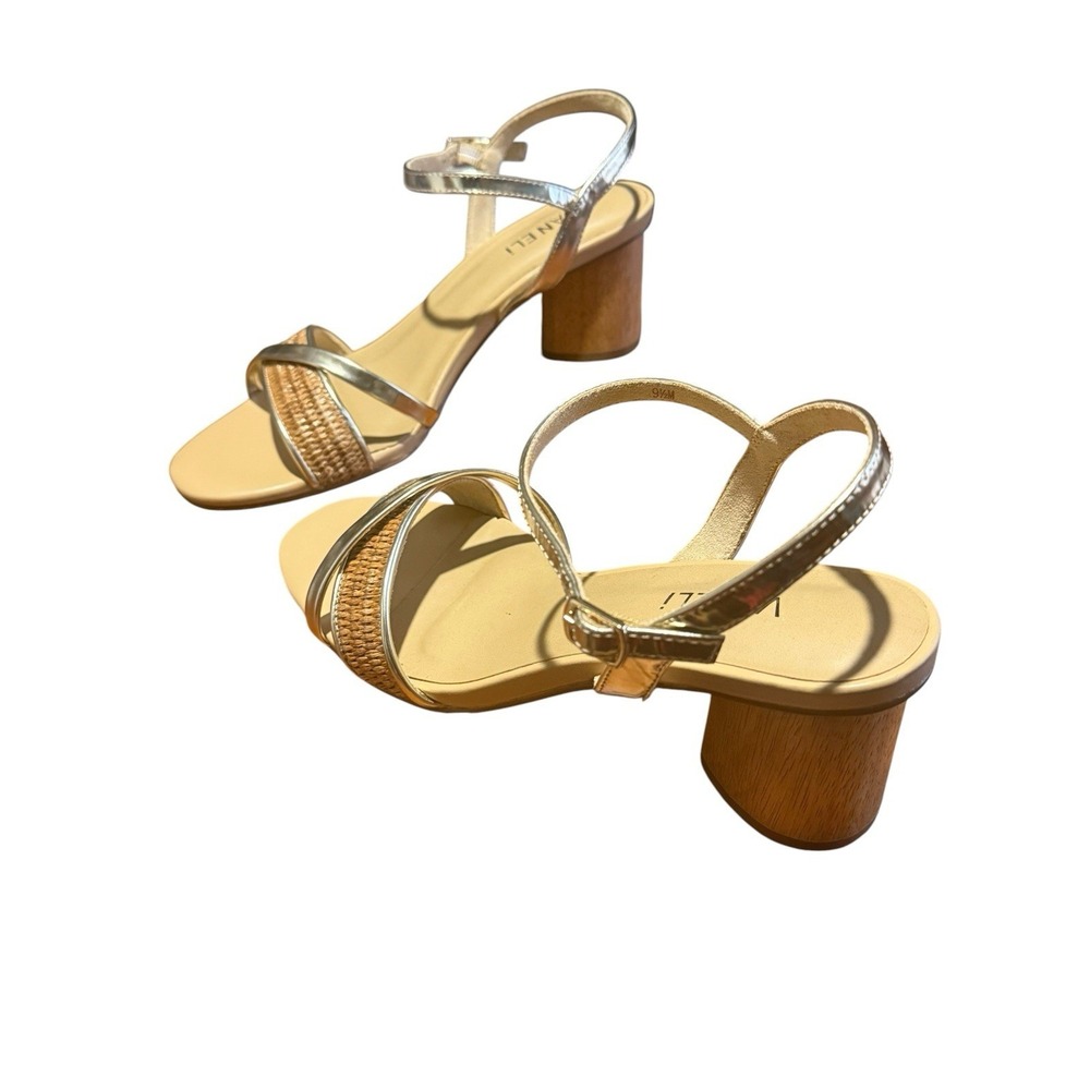 Modern Minimalist Retro Chic Vaneli Kitten Heel Silver Brown Wolven Size‎ 9.5
